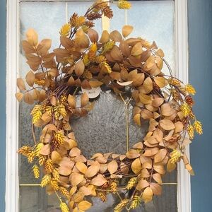 Threshold Autumn Wreath with Yellow and Tan Accents